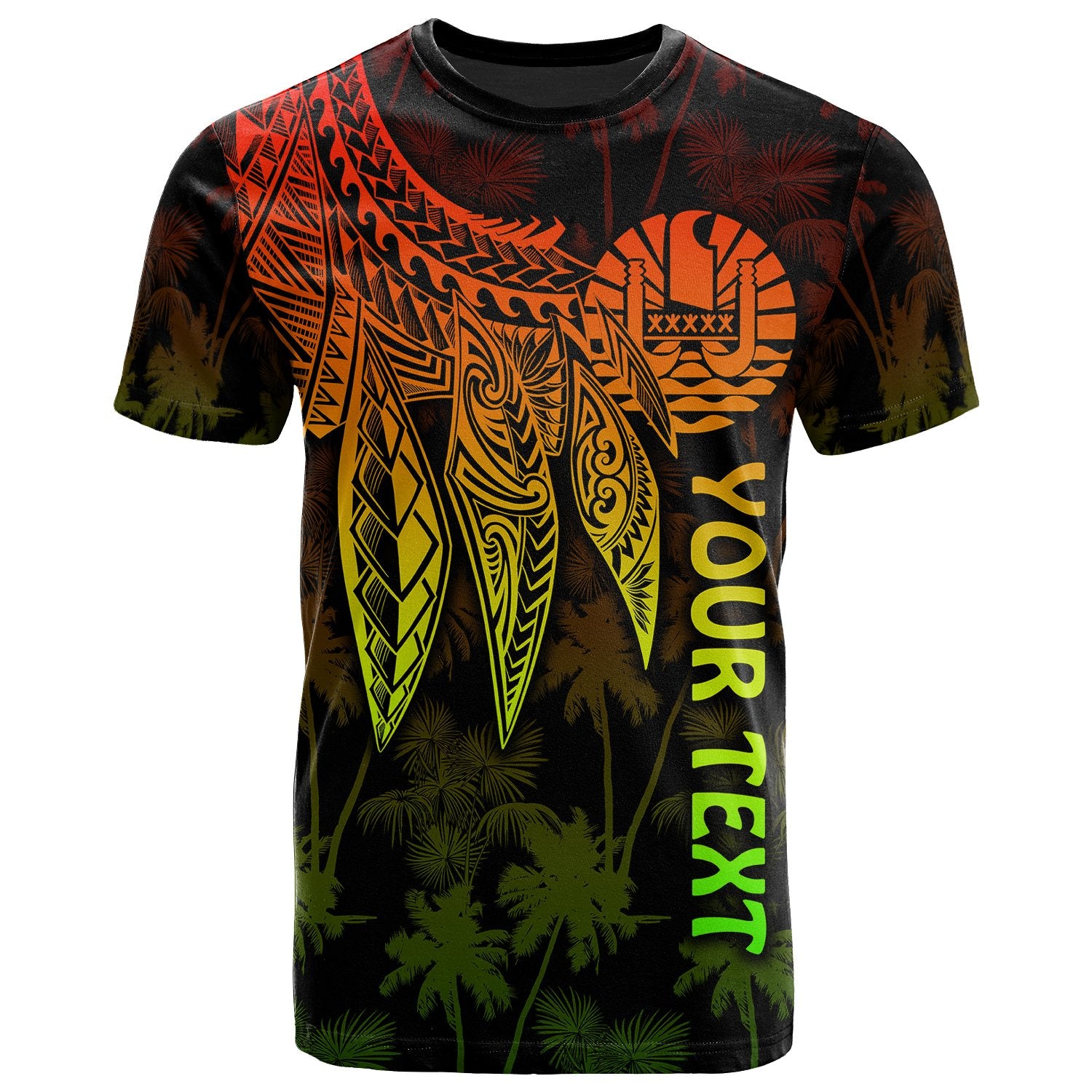 Tahiti Custom T Shirt Polynesian Wings (Reggae) Unisex Blue - Polynesian Pride