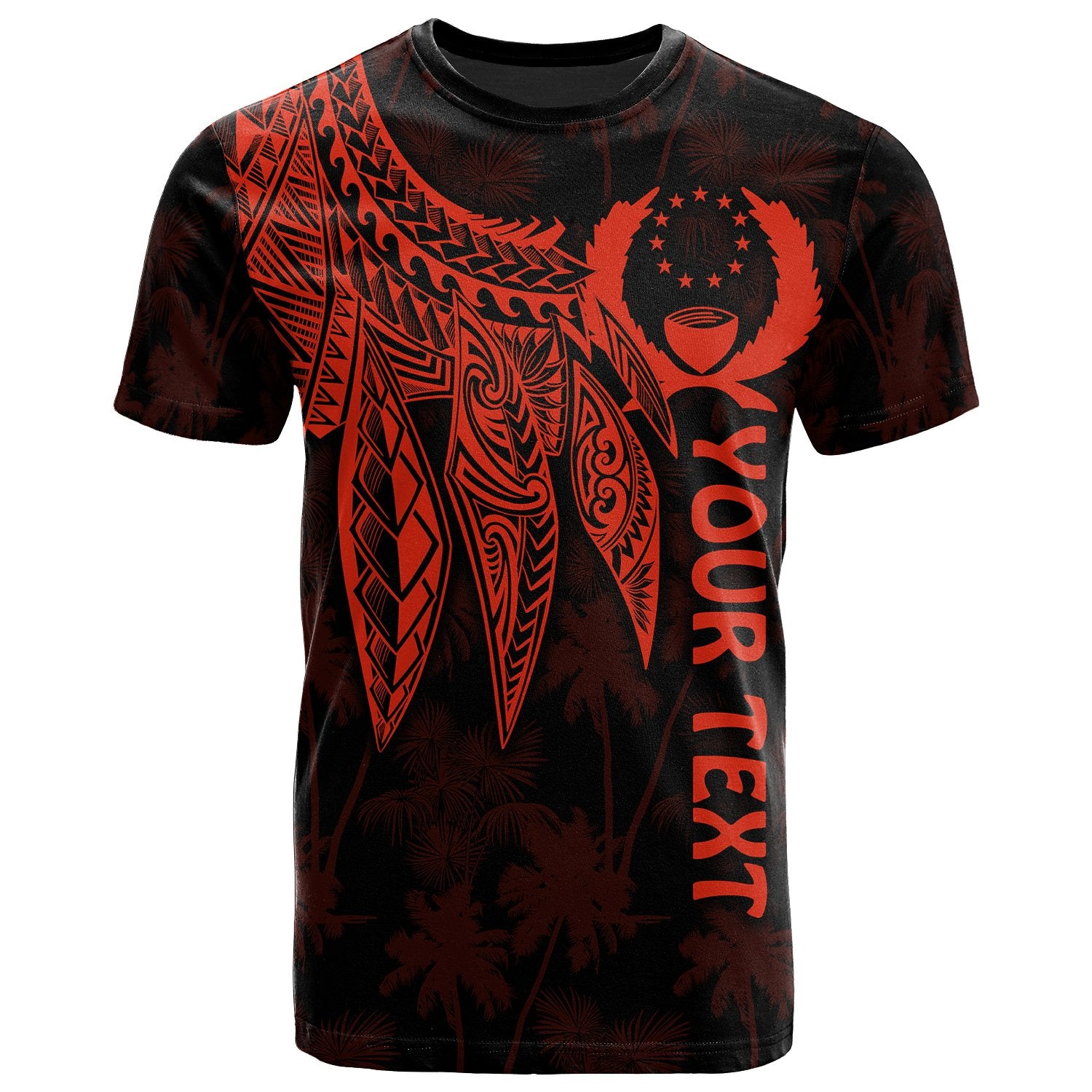 Pohnpei Custom T Shirt Polynesian Wings (Red) Unisex Red - Polynesian Pride