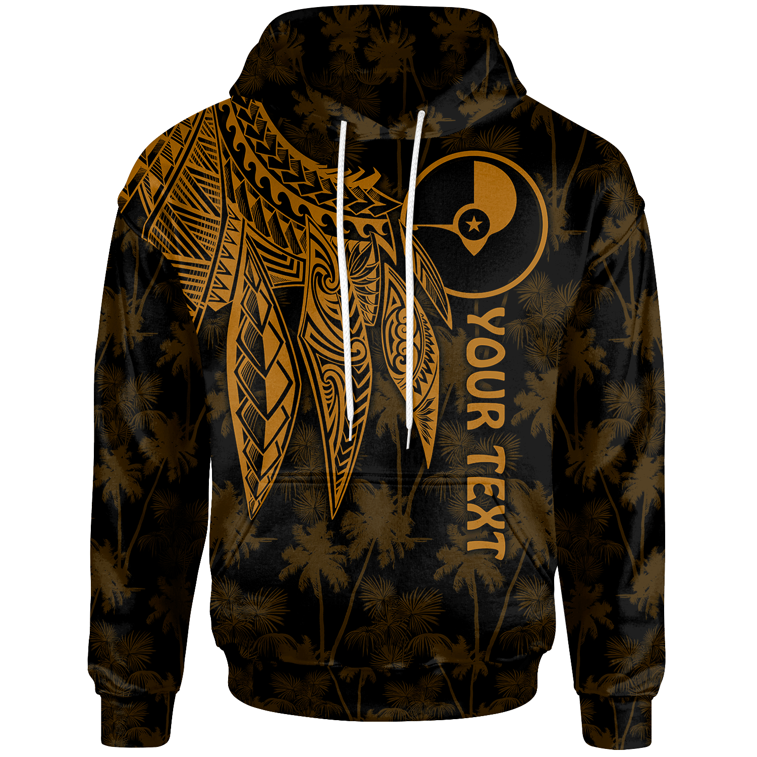 Yap Custom Hoodie Polynesian Wings (Golden) Unisex Golden - Polynesian Pride