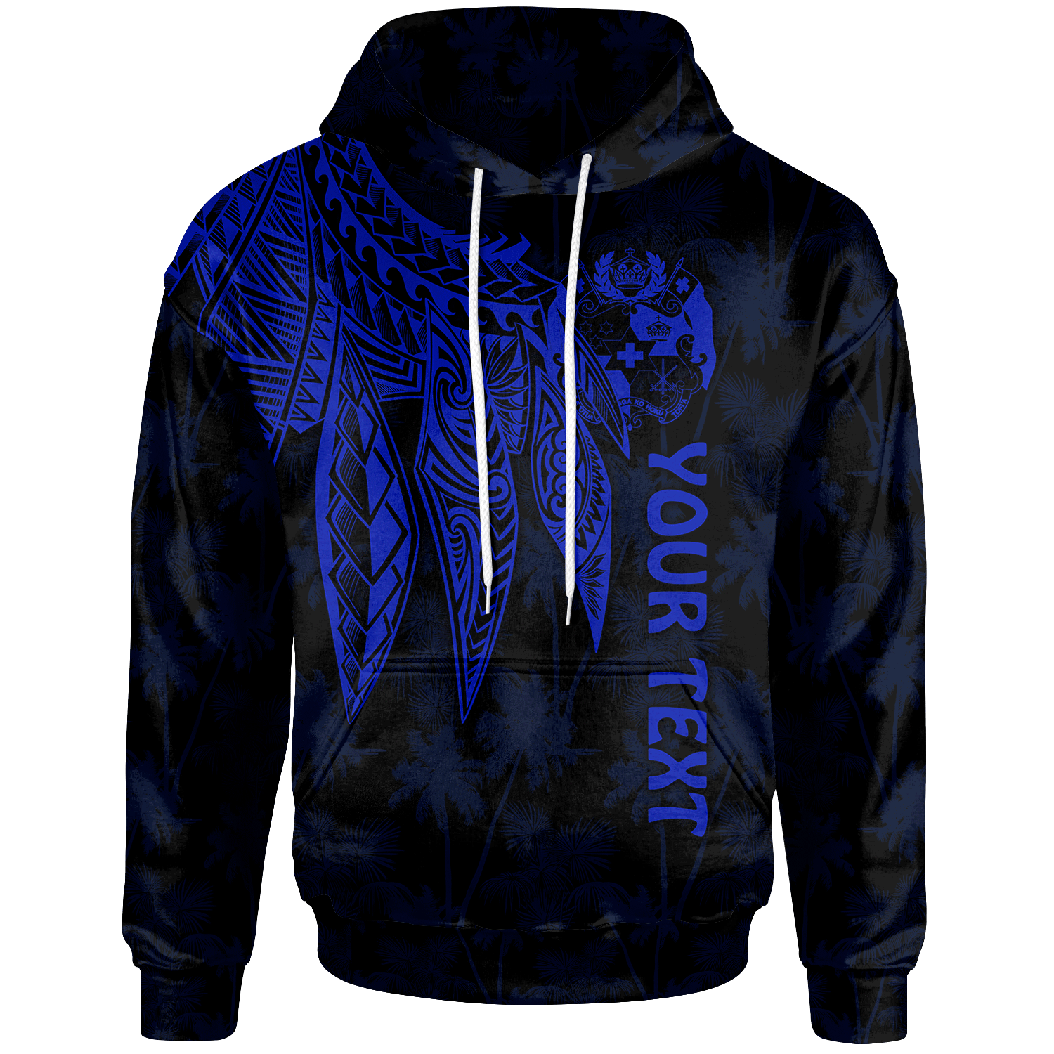 Tonga Custom Hoodie Polynesian Wings (Blue) Unisex Blue - Polynesian Pride