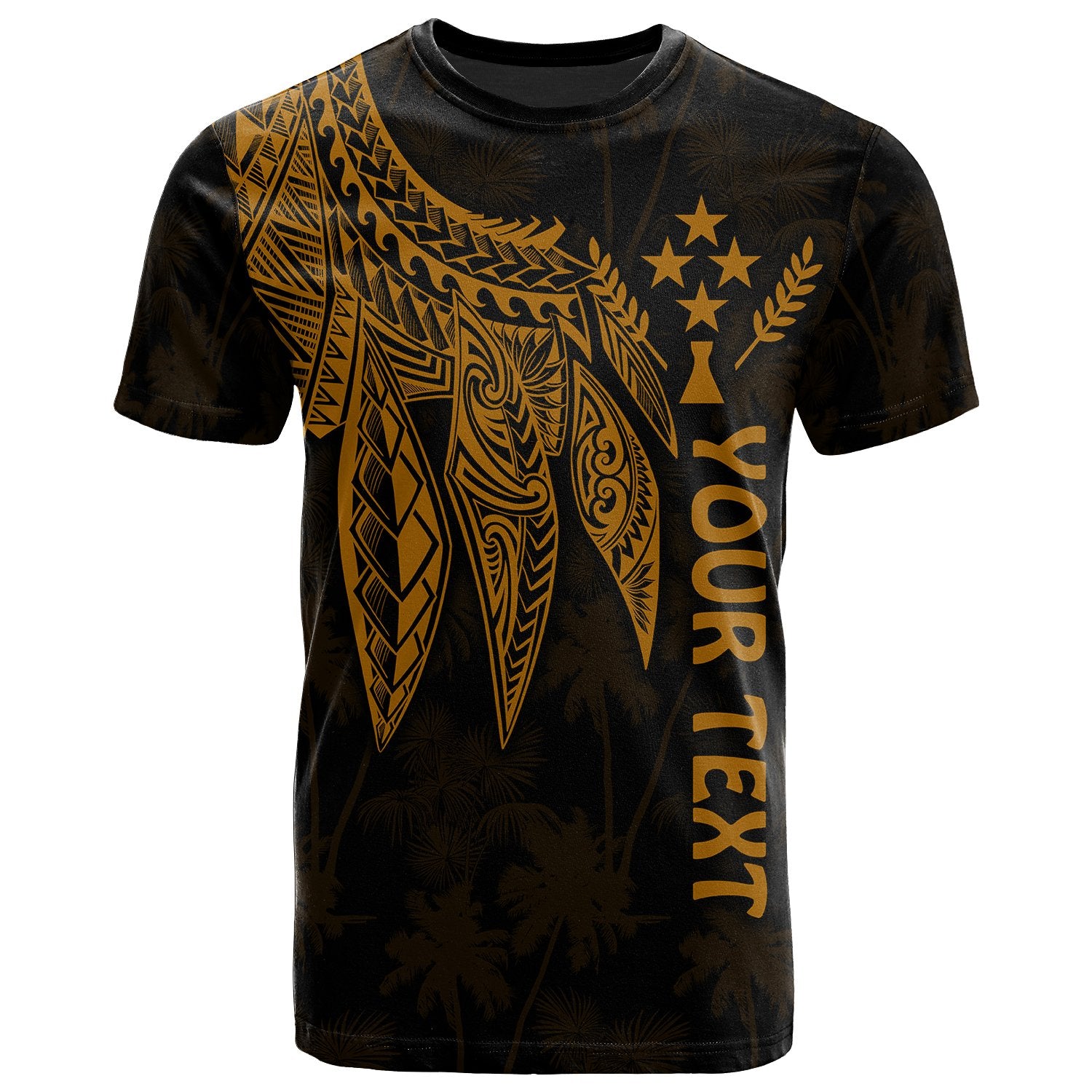 Kosrae Custom T Shirt Polynesian Wings (Golden) Unisex Golden - Polynesian Pride