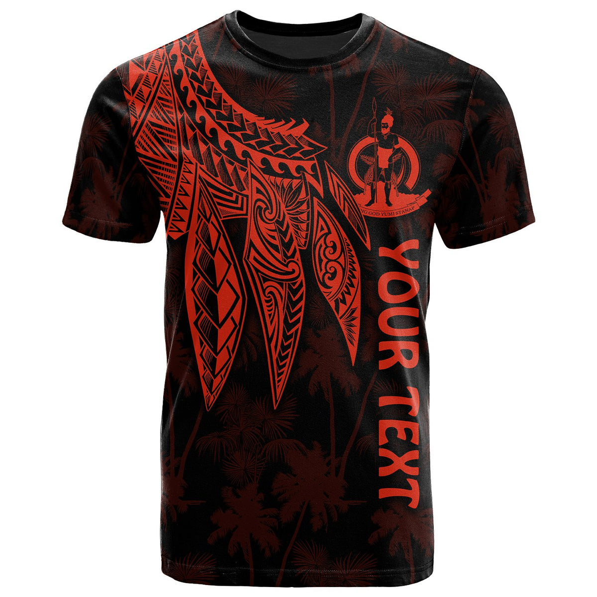 Vanuatu Custom T Shirt Polynesian Wings (Red) Unisex Red - Polynesian Pride