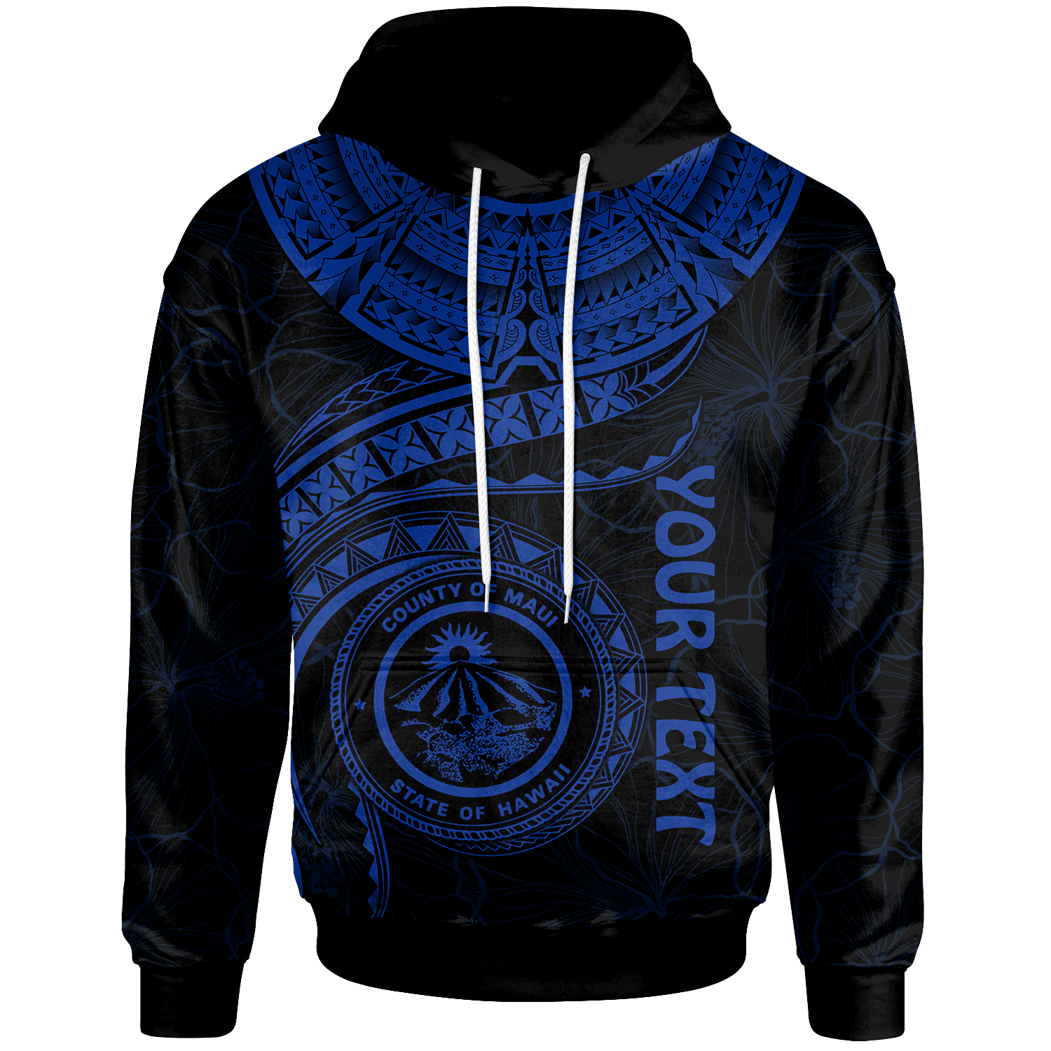 Polynesian Hawaii Custom Hoodie Maui Polynesian Waves (Blue) Unisex Blue - Polynesian Pride