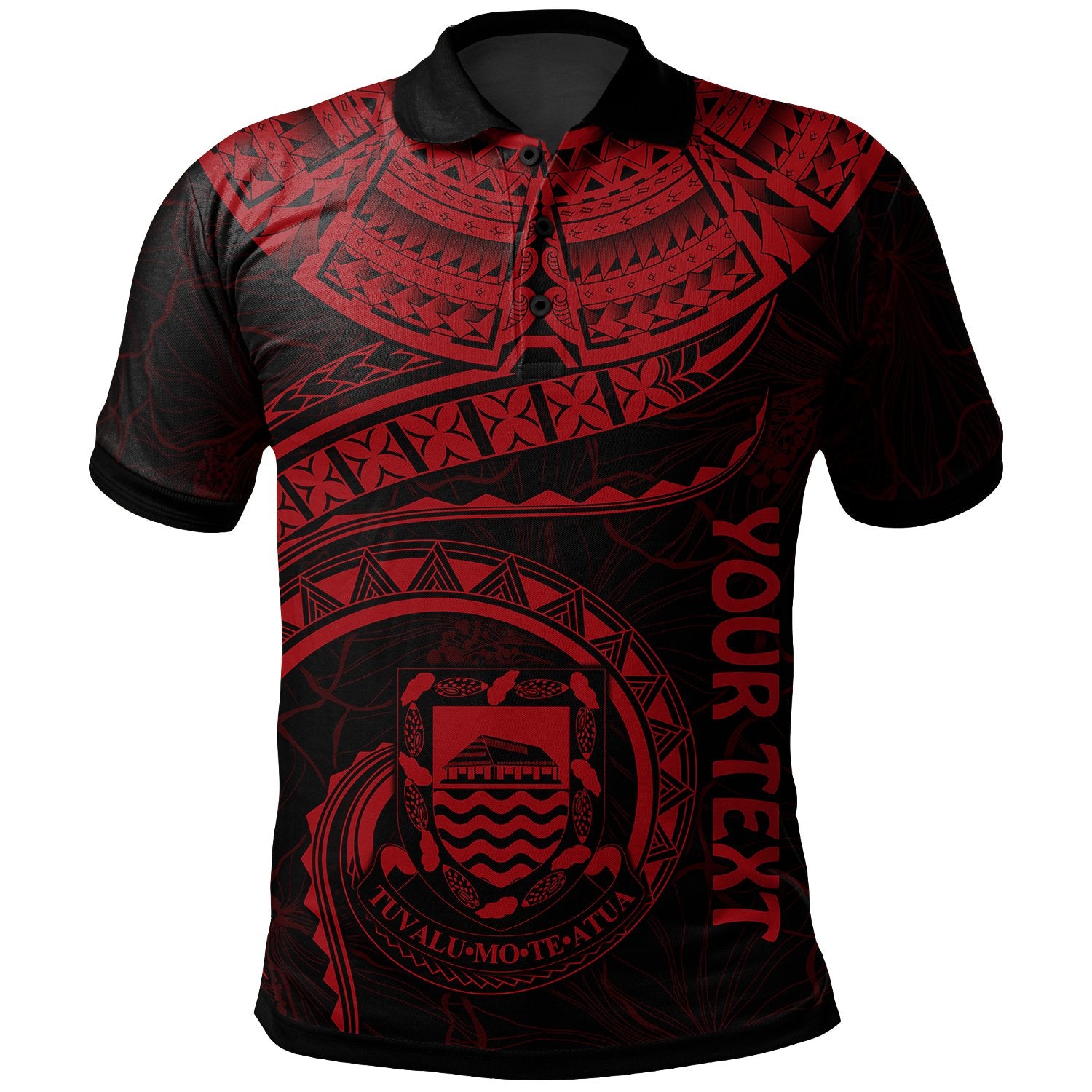 Tuvalu Polynesian Custom Polo Shirt Tuvalu Waves (Red) Unisex Red - Polynesian Pride