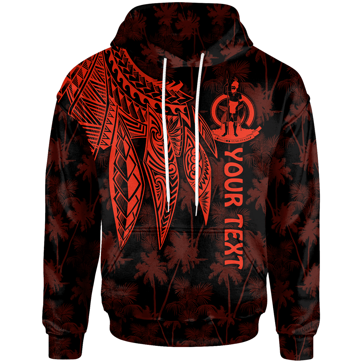 Vanuatu Custom Hoodie Polynesian Wings (Red) Unisex Red - Polynesian Pride