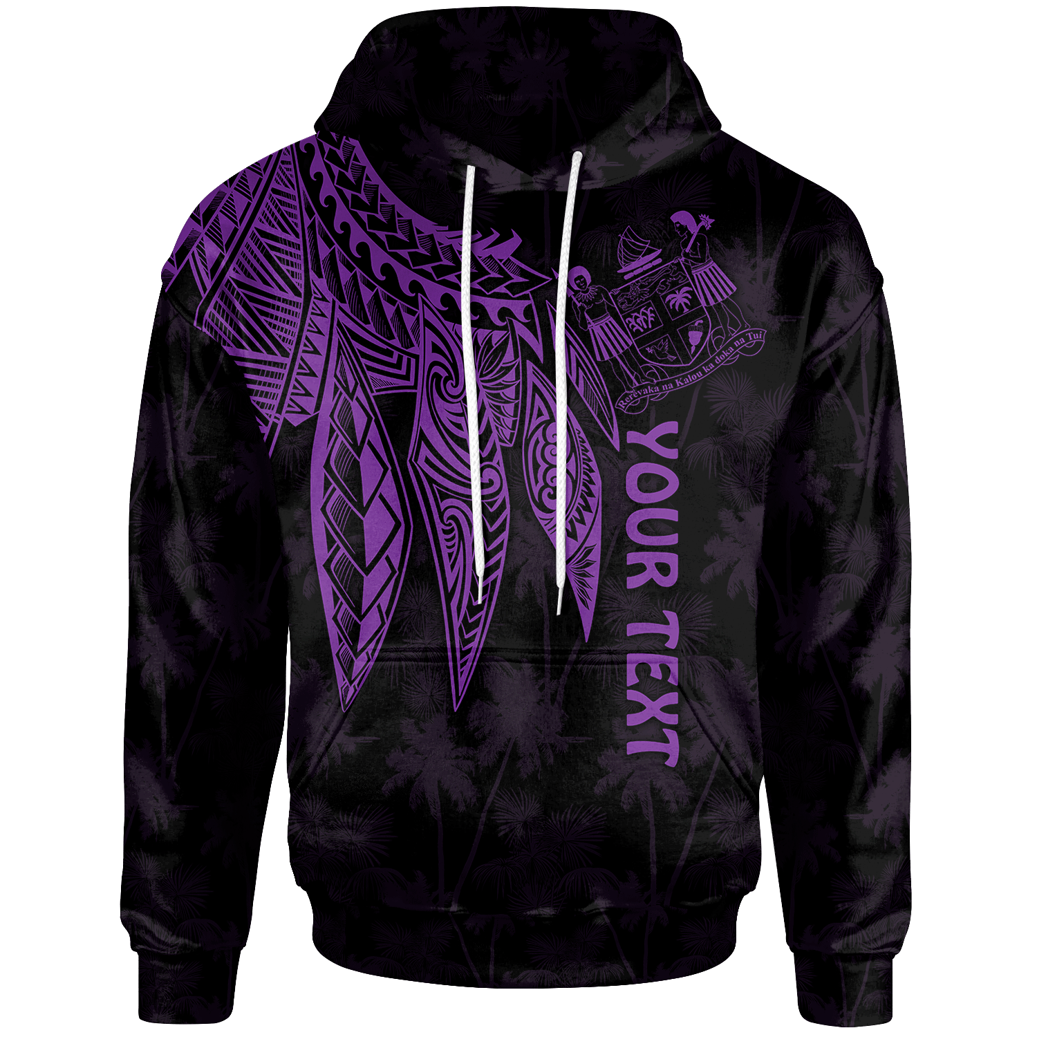 Fiji Custom Hoodie Polynesian Wings (Purple) Unisex Blue - Polynesian Pride