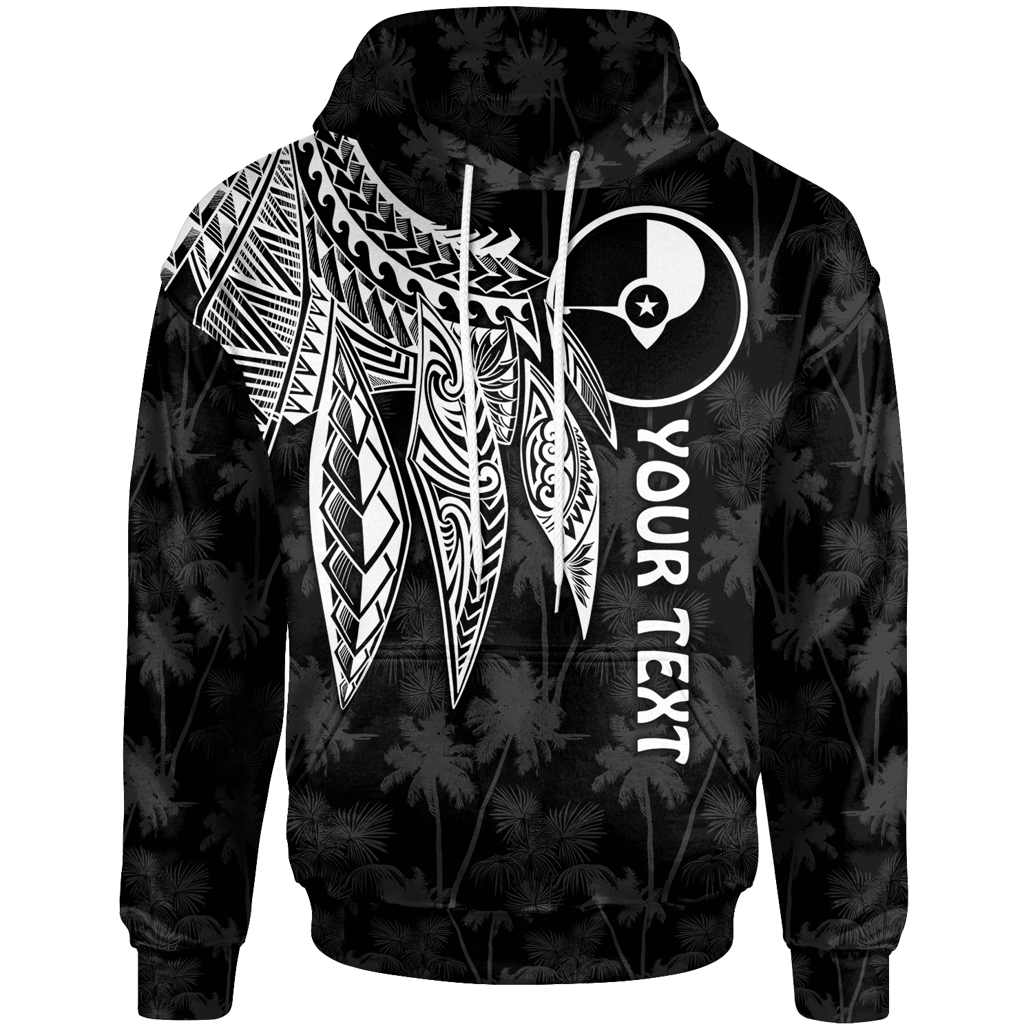 Yap Custom Hoodie Polynesian Wings (White) Unisex White - Polynesian Pride