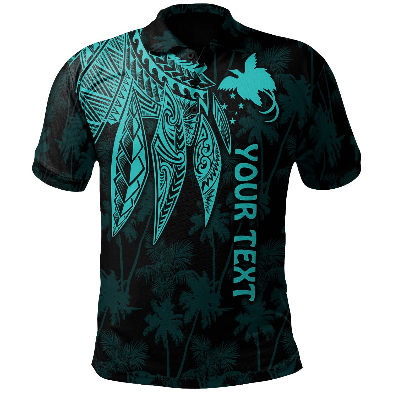 Papua New Guinea Custom Polo Shirt Polynesian Wings (TurQuoiSe) Unisex Turquoise - Polynesian Pride