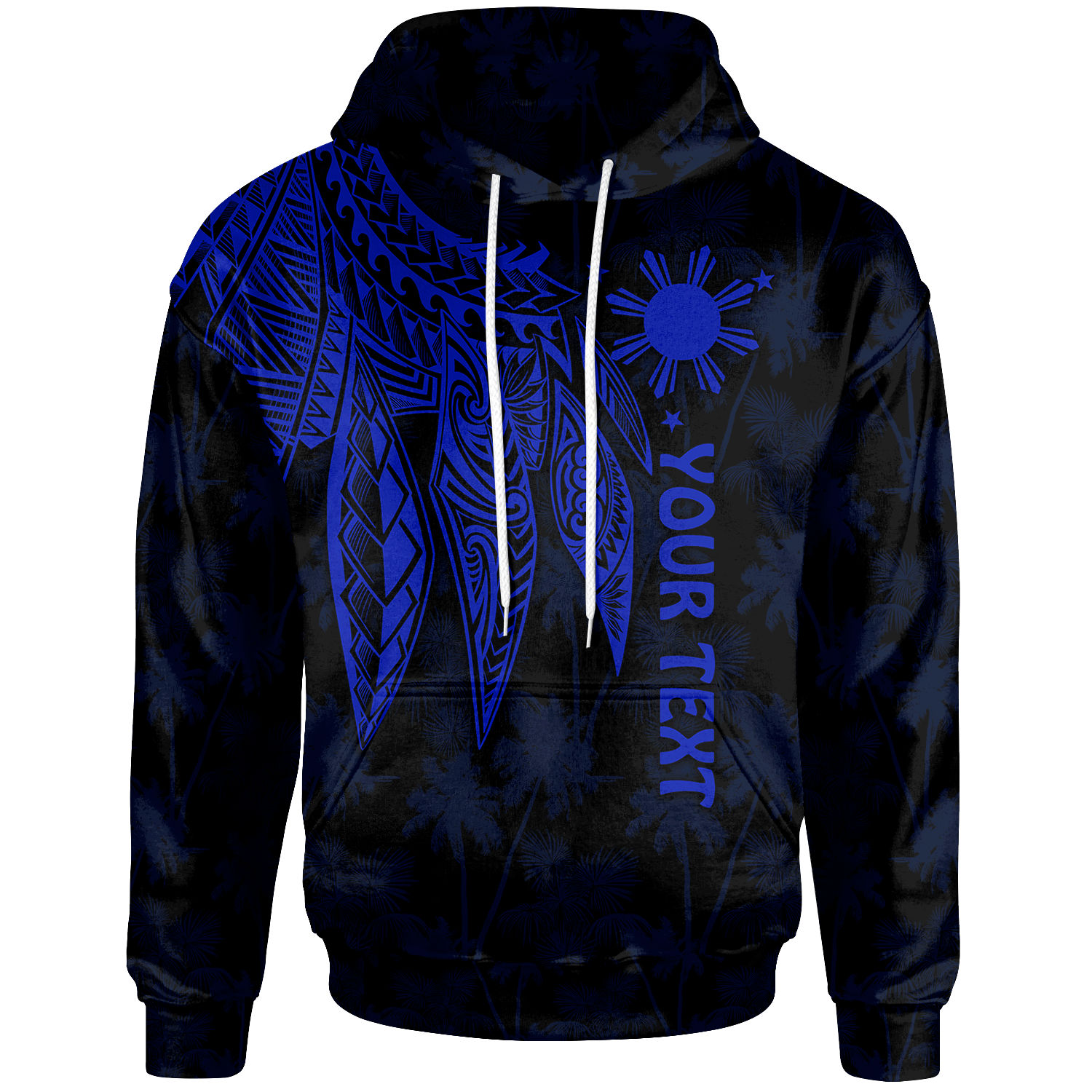 The Philippines Custom Hoodie Polynesian Wings (Blue) Unisex Blue - Polynesian Pride