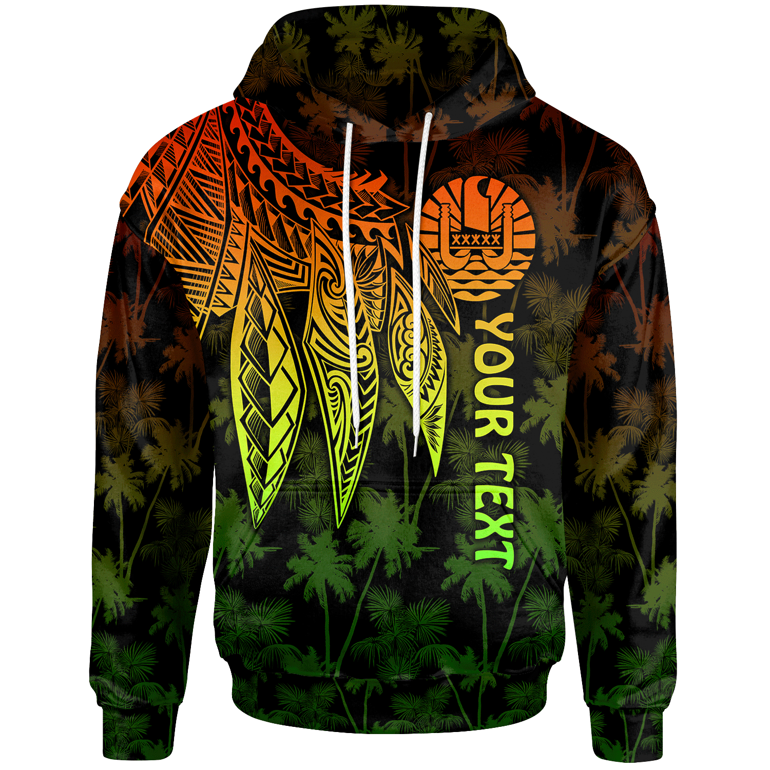 Tahiti Custom Hoodie Polynesian Wings (Reggae) Unisex Reggae - Polynesian Pride