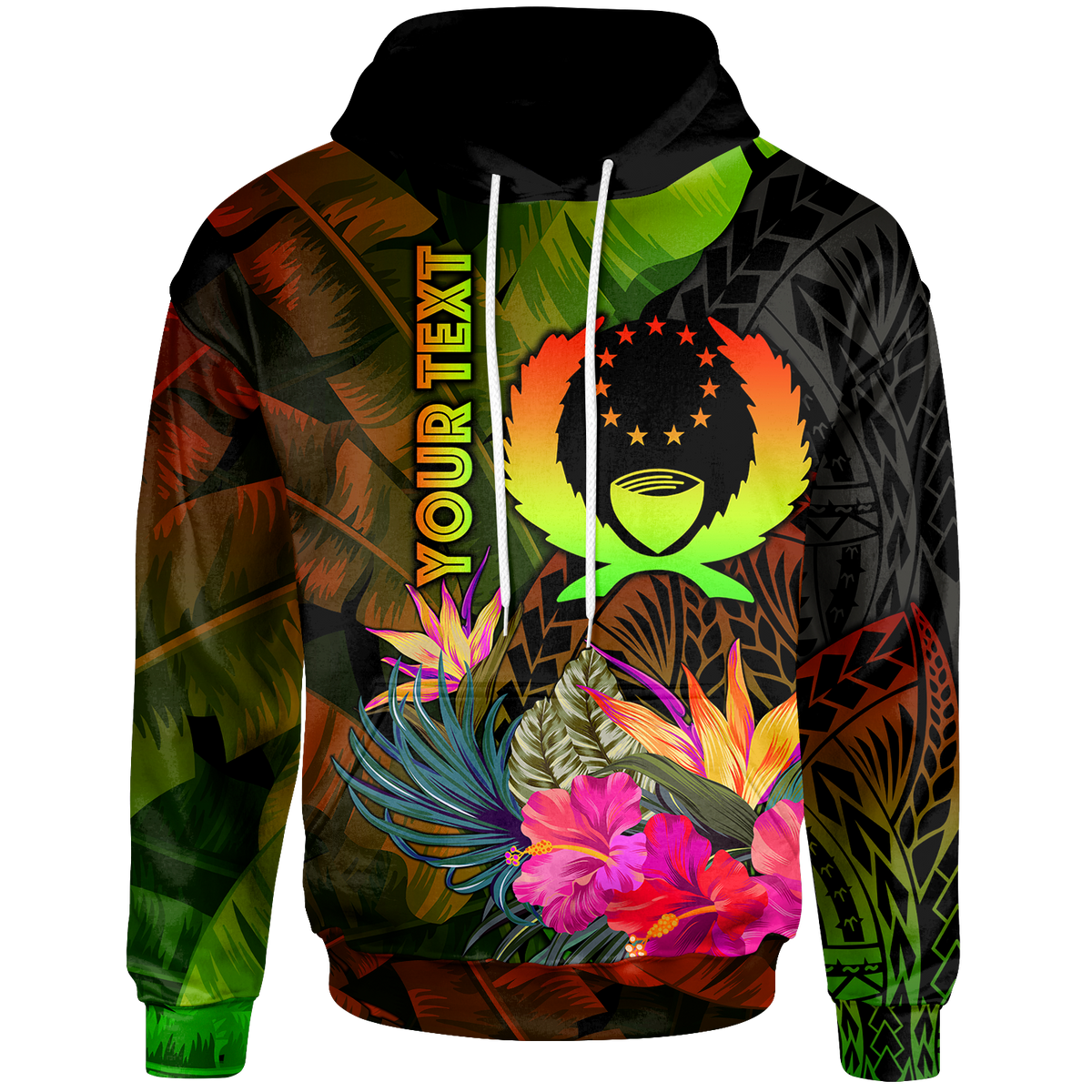 Pohnpei Polynesian Custom Hoodie Hibiscus and Banana Leaves Unisex Reggae - Polynesian Pride
