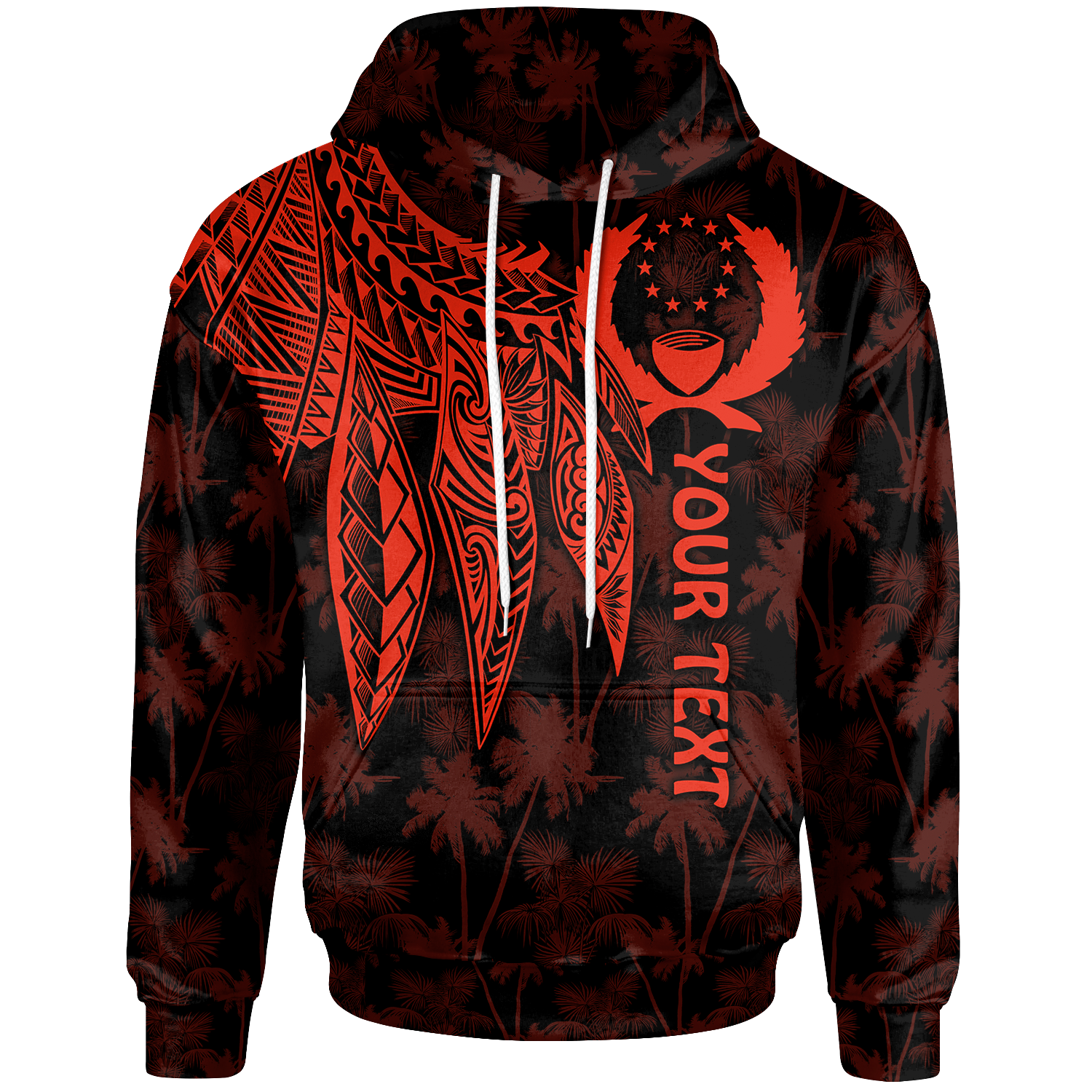 Pohnpei Custom Hoodie Polynesian Wings (Red) Unisex Red - Polynesian Pride