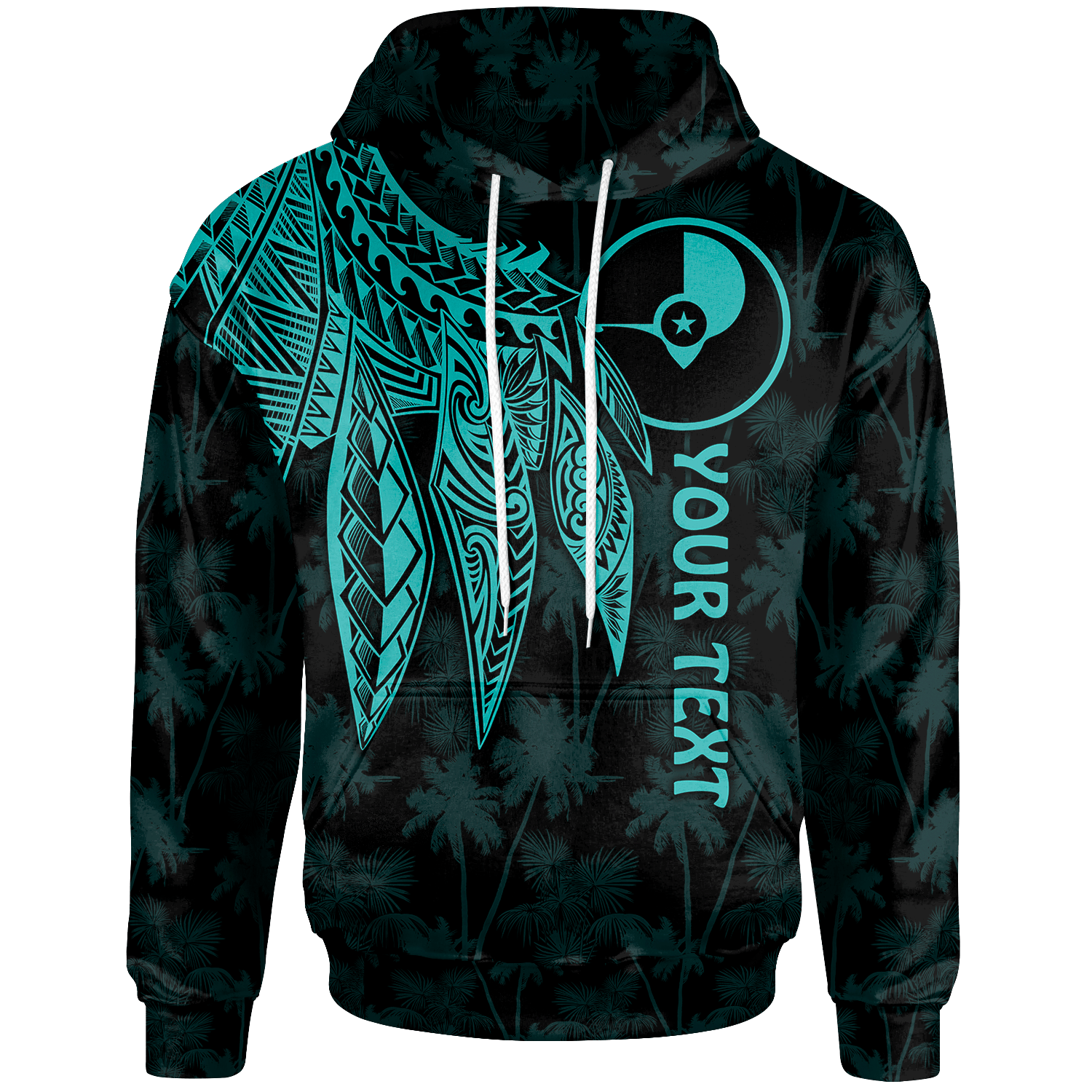 Yap Custom Hoodie Polynesian Wings (Turquoise) Unisex Turquoise - Polynesian Pride