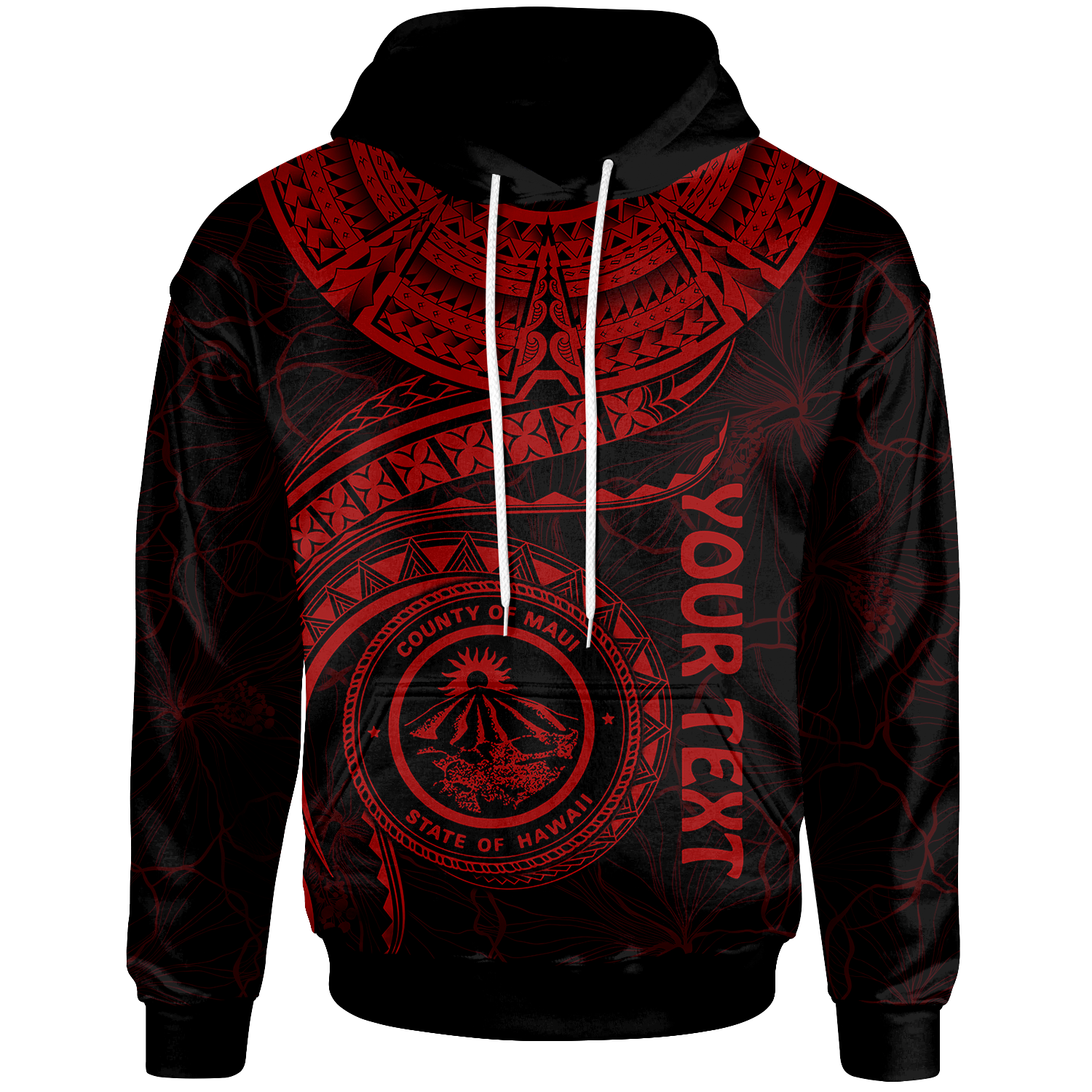 Polynesian Hawaii Custom Hoodie Maui Polynesian Waves (Red) Unisex Red - Polynesian Pride