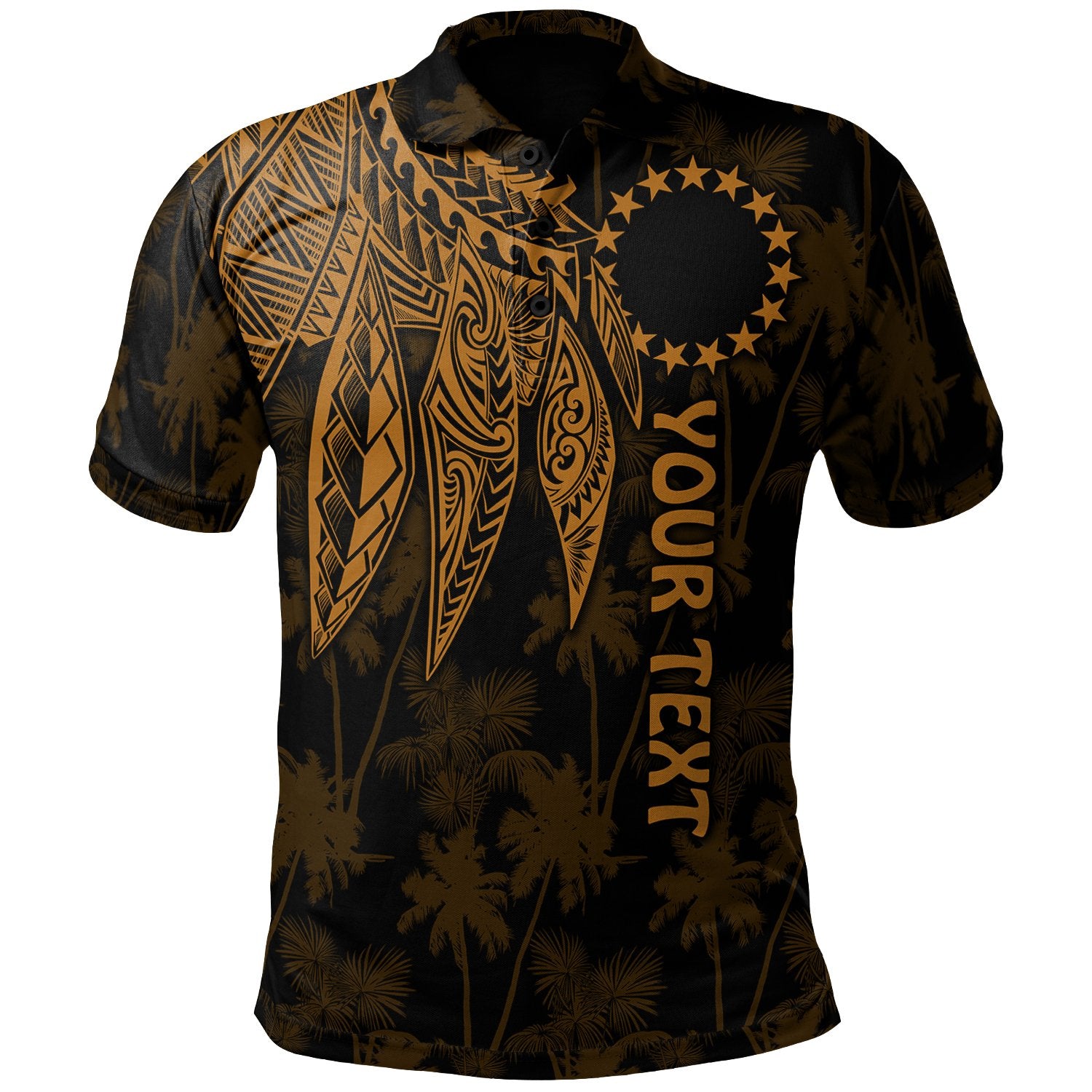 Cook Islands Custom Polo Polynesian Wings (Golden) Unisex Golden - Polynesian Pride