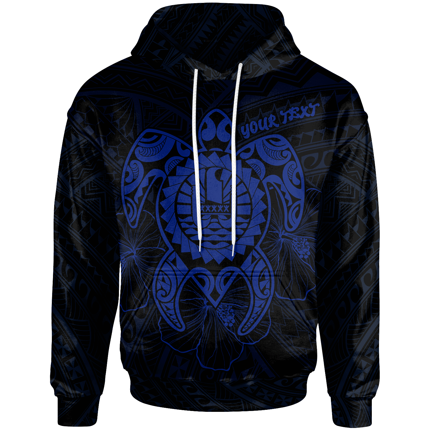 Tahiti Polynesian Custom Hoodie Vintage Polynesian Turtle (Blue) Unisex Blue - Polynesian Pride