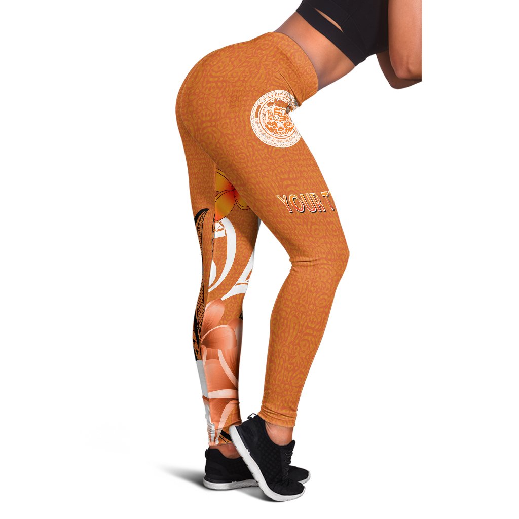 Custom Hawaii Personalised Leggings - Hawaii Seal Hawaiian Spirit Orange - Polynesian Pride