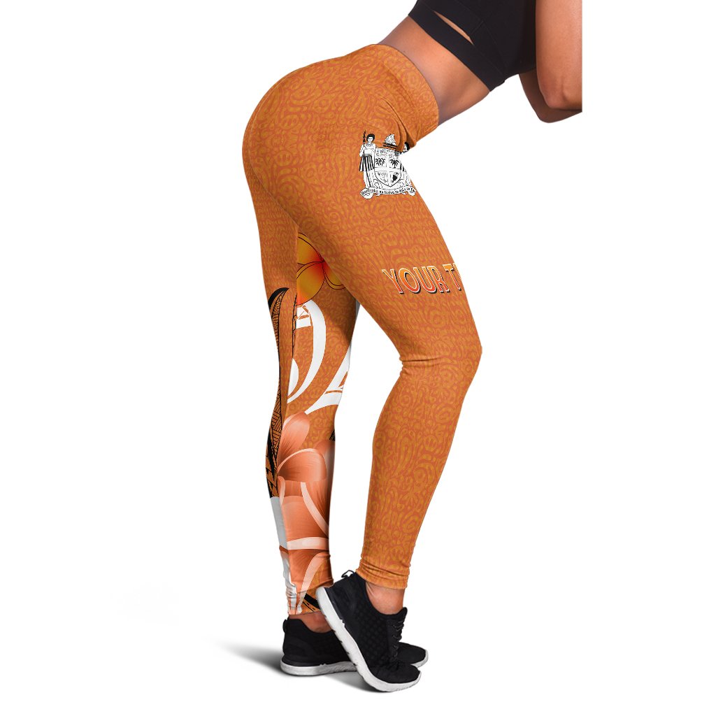 Custom Fiji Personalised Leggings - Fijian Spirit Orange - Polynesian Pride