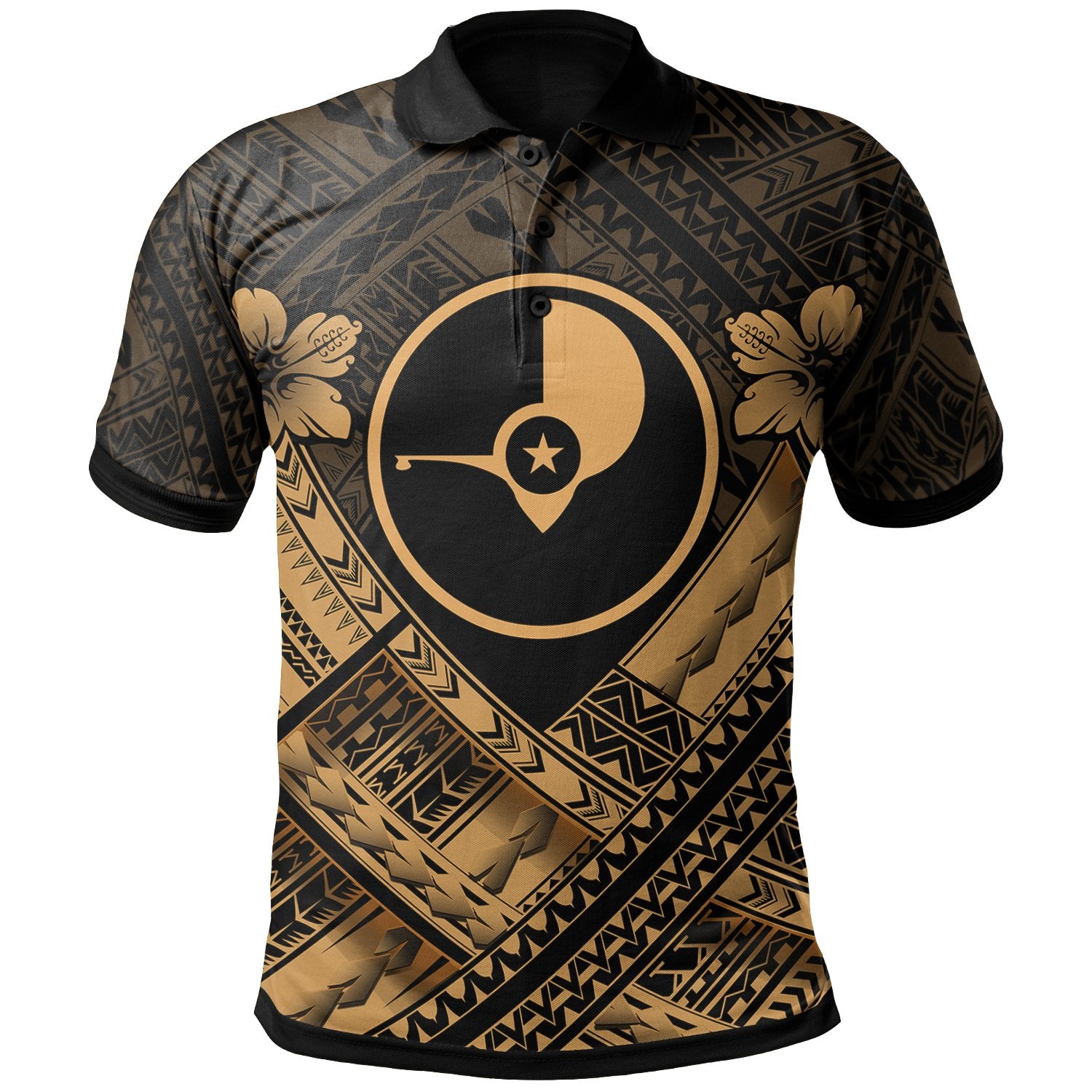 Yap Polynesian Polo Shirt Yap Gold Seal Camisole Hibiscus Style Unisex Gold - Polynesian Pride