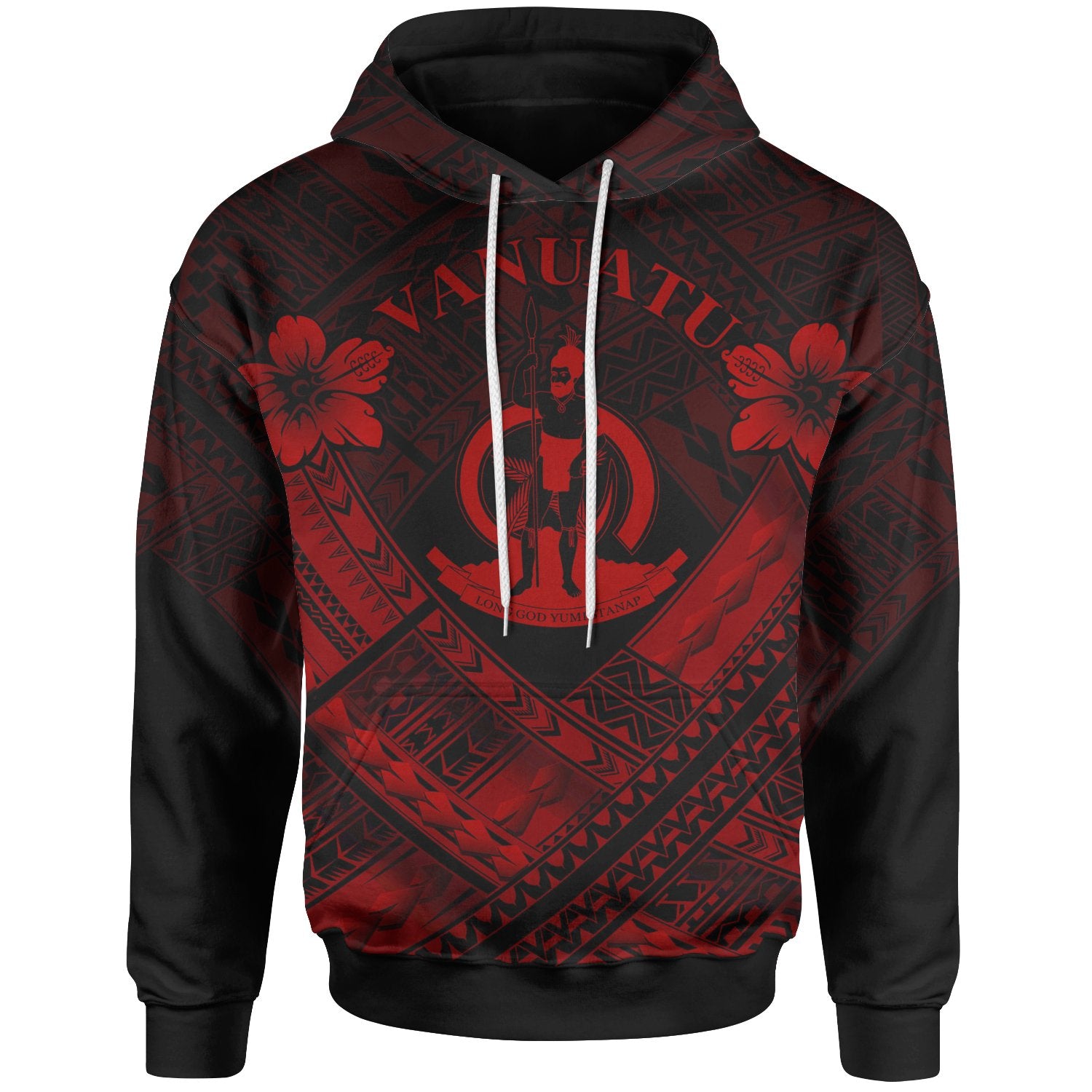 Vanuatu Polynesian Hoodie Vanuatu Red Seal Camisole Hibiscus Style Unisex Red - Polynesian Pride