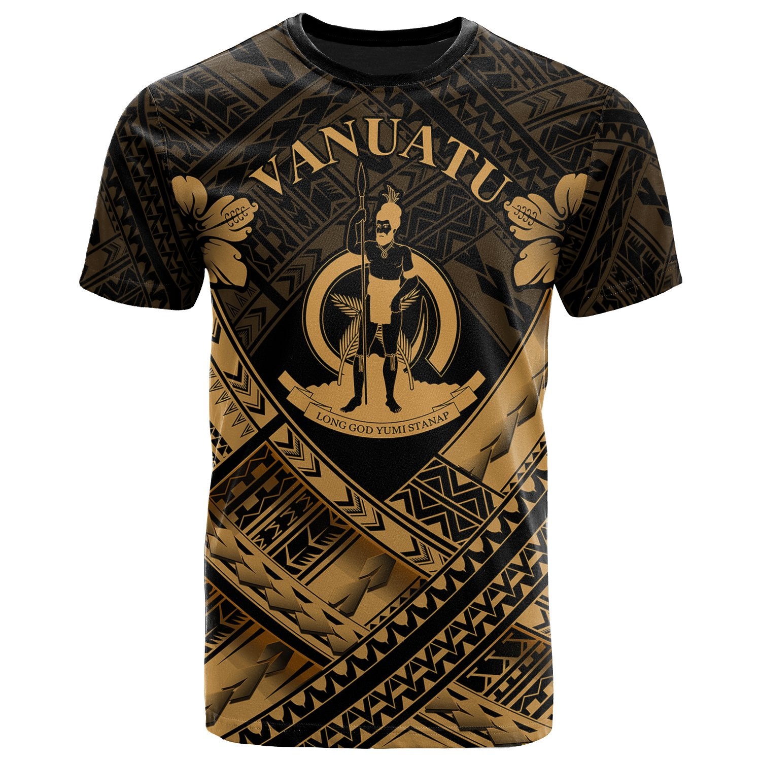 Vanuatu Polynesian T Shirt Vanuatuan Gold Seal Camisole Hibiscus Style Unisex Art - Polynesian Pride