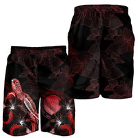 CNMI Polynesian Men's Shorts - Turtle With Blooming Hibiscus Red - Polynesian Pride