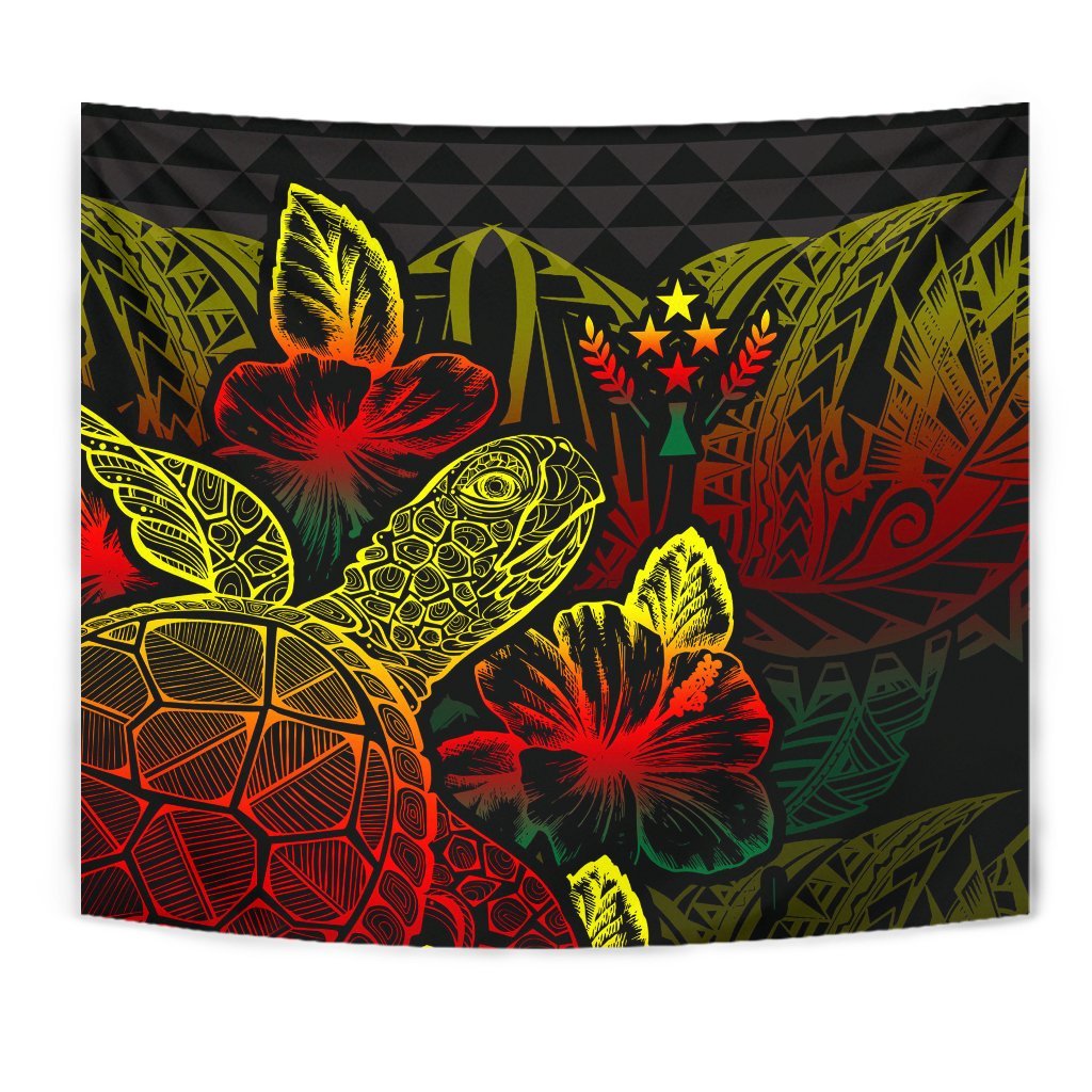 Kosrae Tapestry - Turtle Hibiscus Pattern Reggae - Polynesian Pride