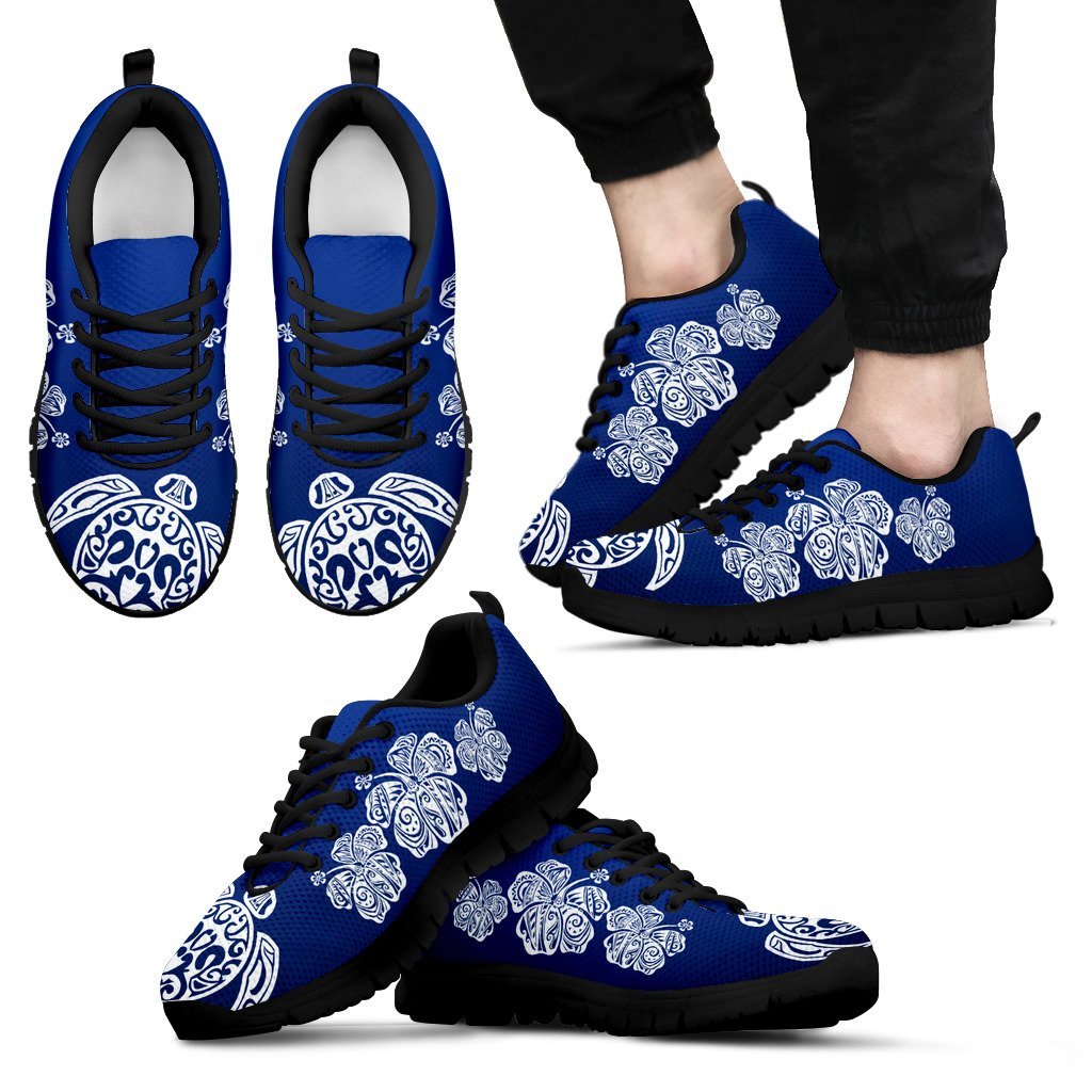 Polynesian Sneakers - Hibiscus Turtle Tattoo - NN6 Unisex Black - Polynesian Pride