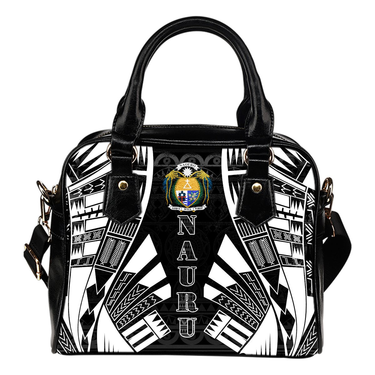 Nauru Shoulder Handbag - Polynesian Tattoo Black One Size Black - Polynesian Pride