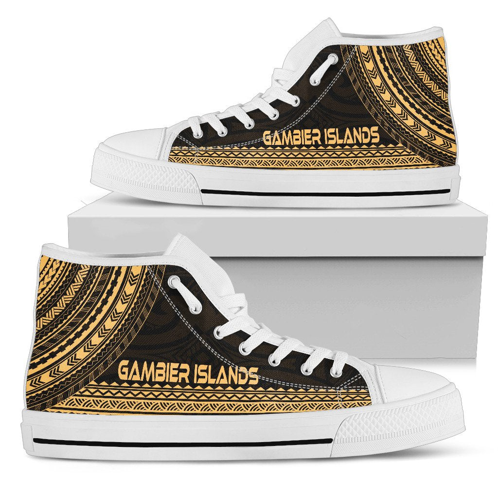 Gambier Islands High Top Shoes - Polynesian Gold Chief Version Unisex Black - Polynesian Pride