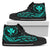 Hawaiian Kanaka State Tattoo Swirly Turquoise Polynesian High Top Shoes Womens High Top Black - Polynesian Pride