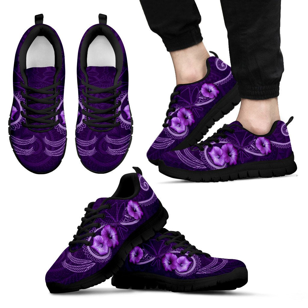 Hawaii Sneakers - Hibiscus Kanaka Maoli Purple Unisex Black - Polynesian Pride