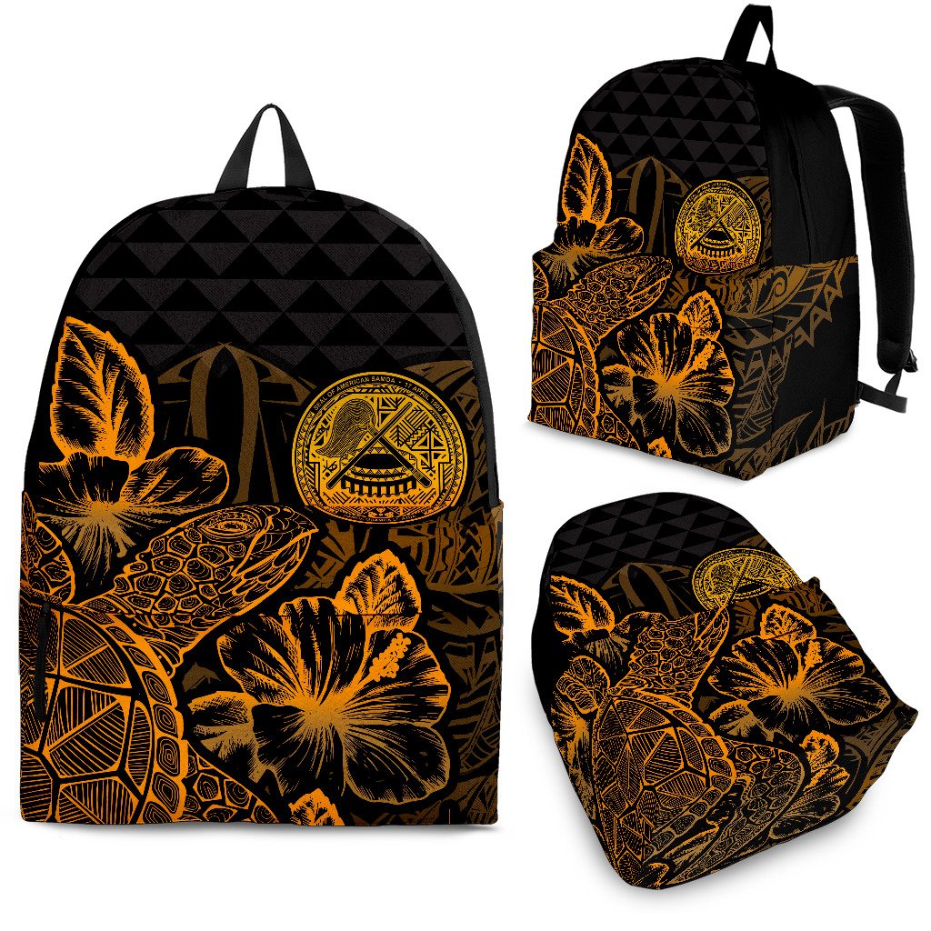 American Samoa Polynesian Backpack Turtle Hibiscus Gold Gold - Polynesian Pride