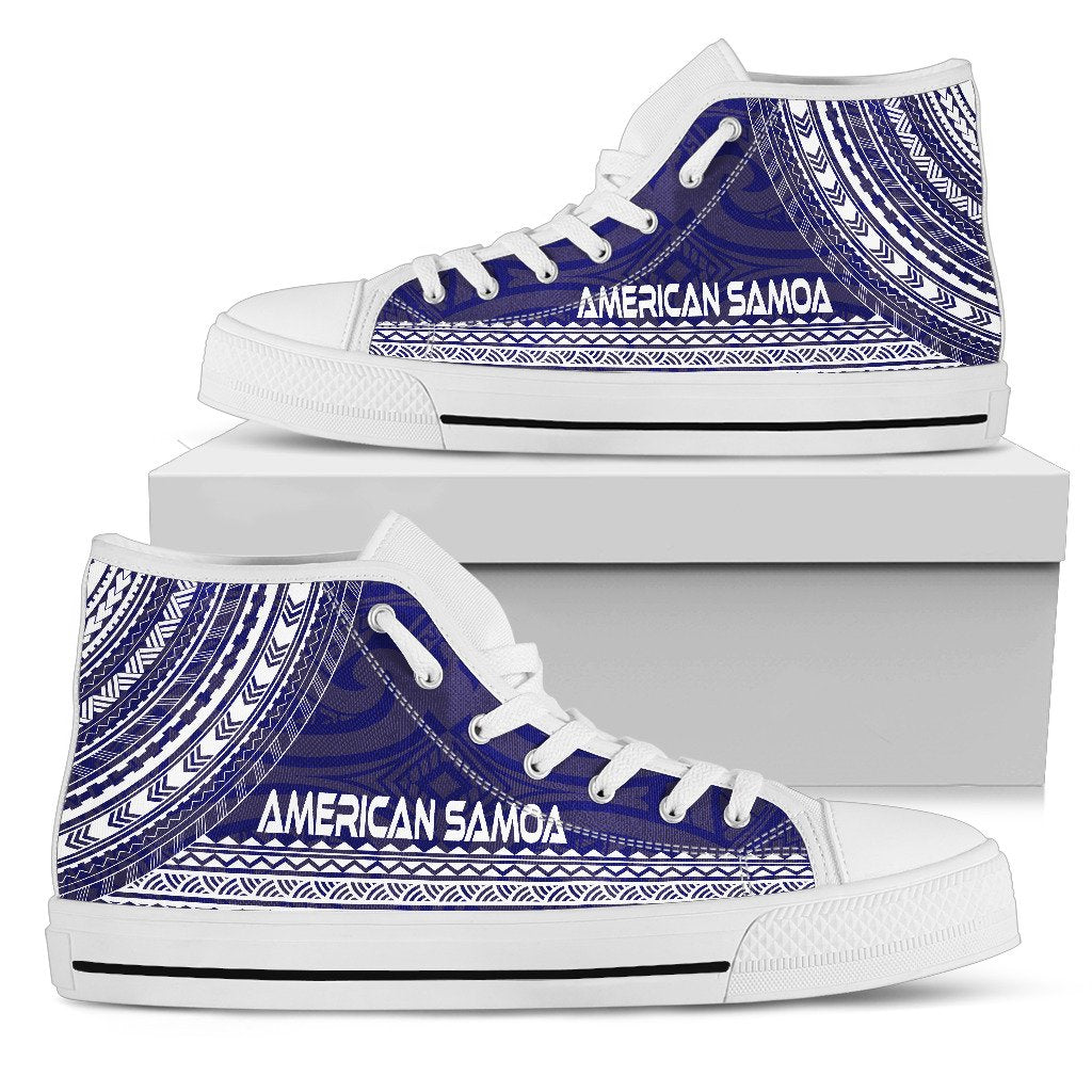 American Samoa High Top Shoes - Polynesian Flag Chief Version Unisex Black - Polynesian Pride