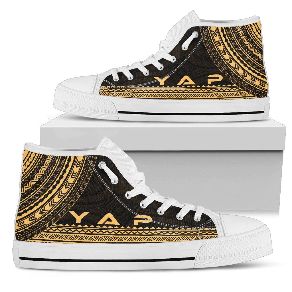 Yap High Top Shoes - Polynesian Gold Chief Version Unisex Black - Polynesian Pride