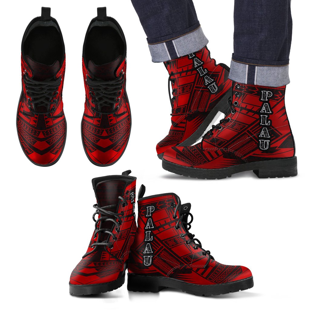 Palau Leather Boots - Polynesian Tattoo Red Red - Polynesian Pride