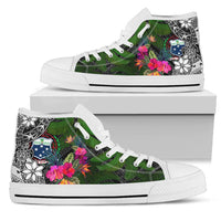 Samoa High Top Shoes - Turtle Plumeria Banana Leaf Unisex White - Polynesian Pride