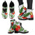 Hawaii White Hibiscus Palm Leather Boots Black & White - Polynesian Pride