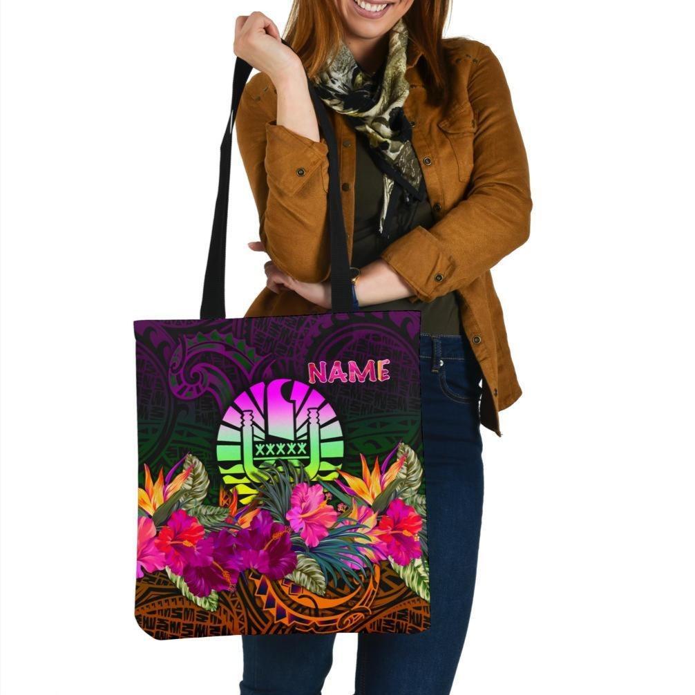 Tahiti Personalised Tote Bags - Summer Hibiscus Tote Bag One Size Reggae - Polynesian Pride