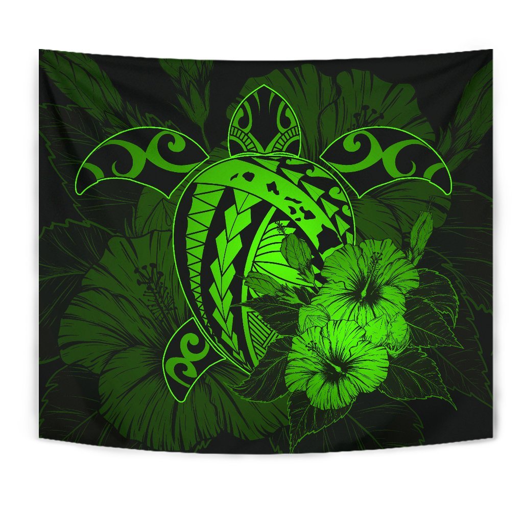 Hawaii Hibiscus Tapestry - Harold Turtle - Green - Polynesian Pride