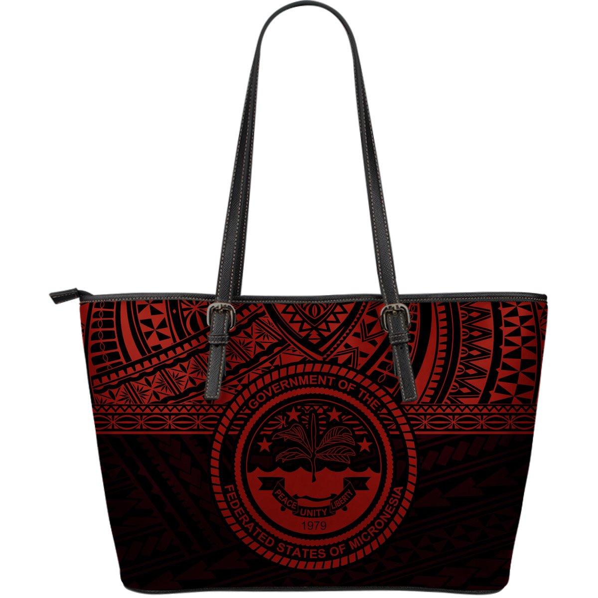 Federated States Of Micronesia Leather Tote Bag Black - Polynesian Pride