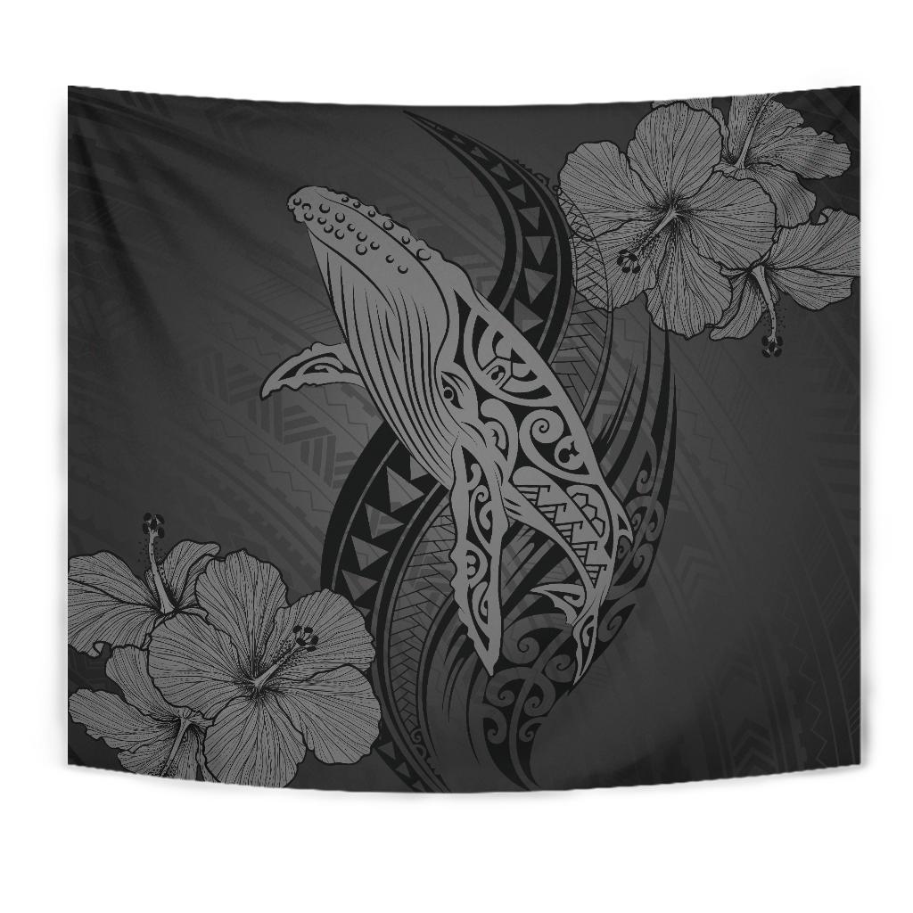 Hawaii Whale Swim Poly Gray Tapestry - Polynesian Pride