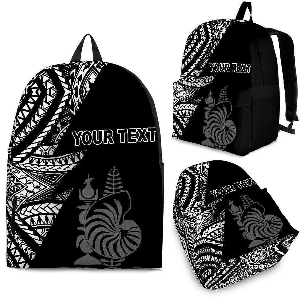 New Caledonia Custom Personalised Backpack Flash Black Black - Polynesian Pride