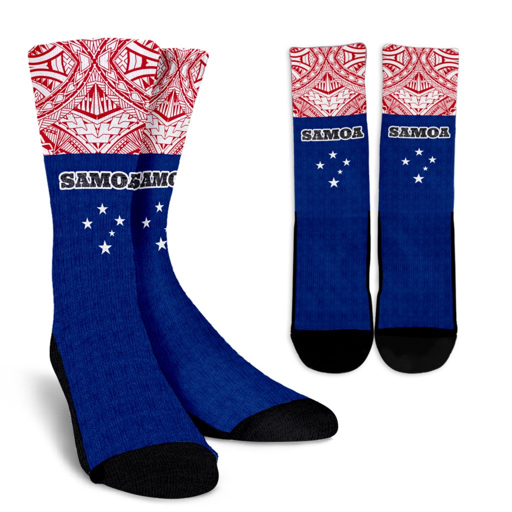 Samoa Crew Socks - Polynesian Design Samoa Black - Polynesian Pride