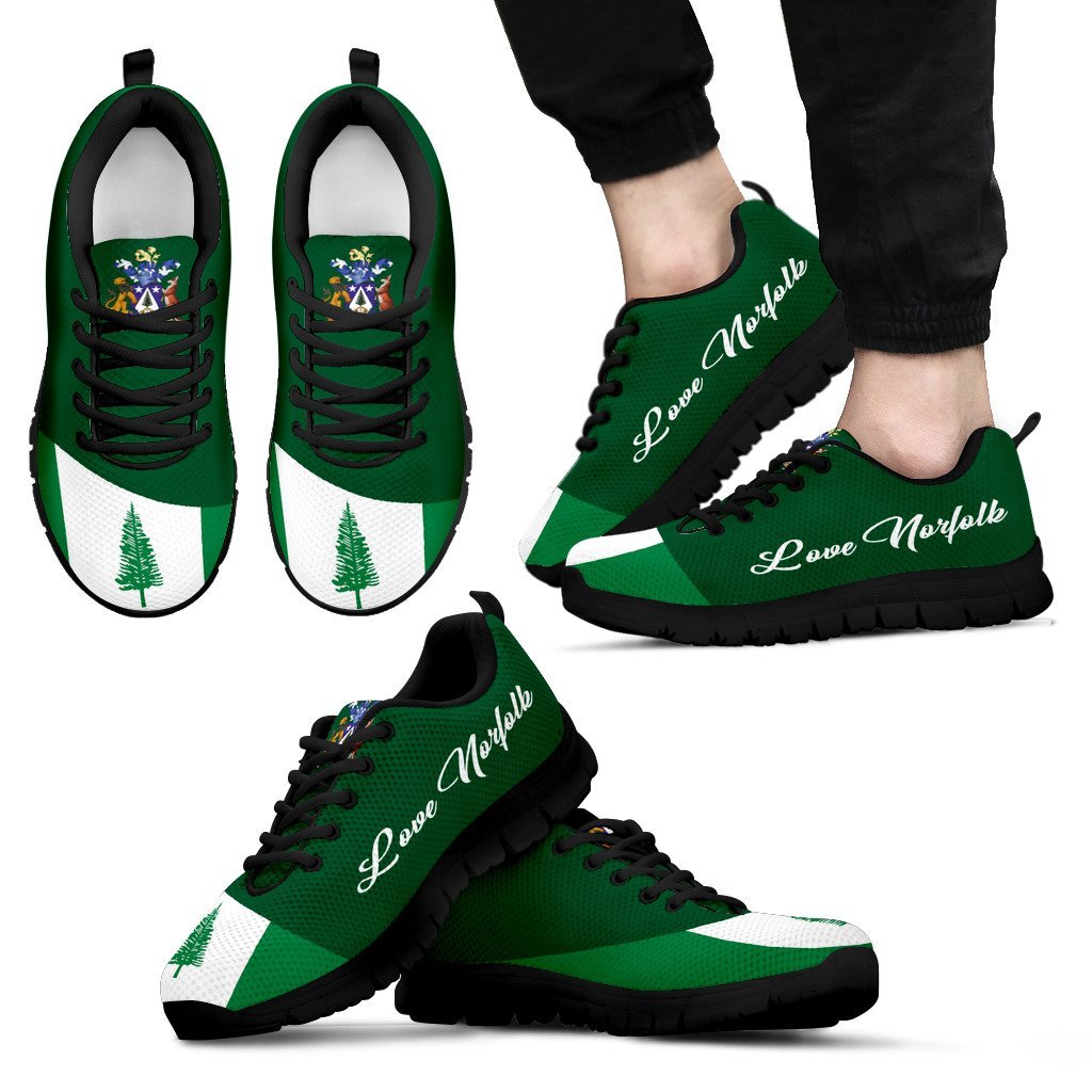 Love Norfolk Island Sneakers - Norfolk Island Flag Coat Of Arms - K5 Unisex Black - Polynesian Pride