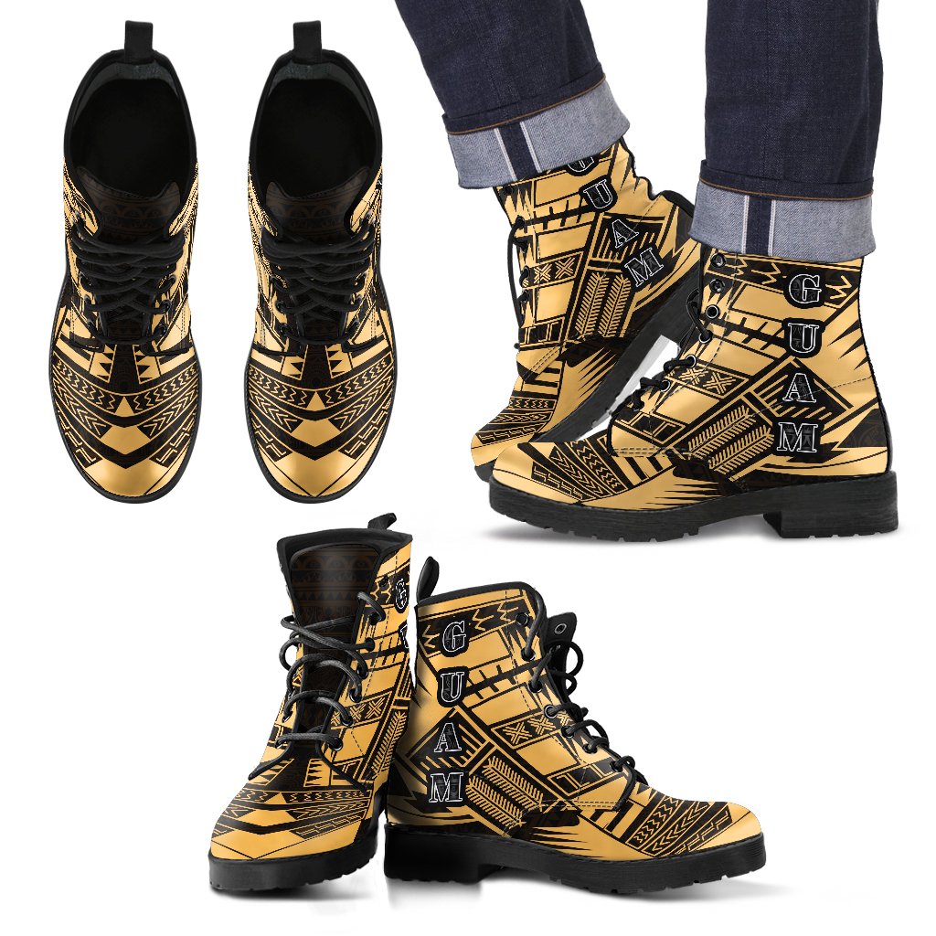 Guam Leather Boots - Polynesian Tattoo Gold Gold - Polynesian Pride