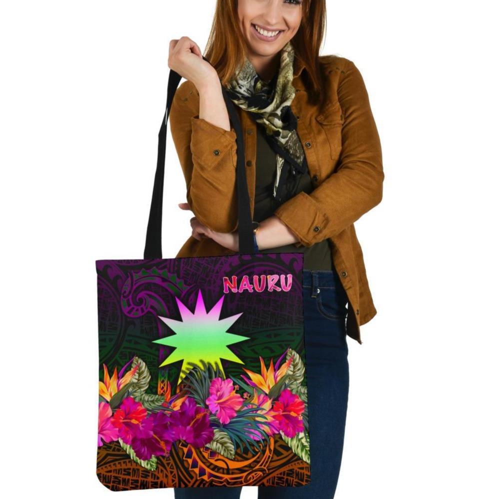 Nauru Tote Bags - Summer Hibiscus Tote Bag One Size Reggae - Polynesian Pride
