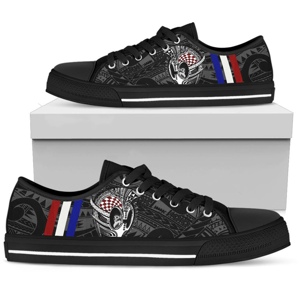 Hawaii Polynesian Warrior Mask Low Top Shoe - AH - Toon Style - Polynesian Pride