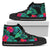 Hawaii Black Hibiscus Palm High Top Shoe Womens High Top Black - Polynesian Pride