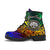 Federated States of Micronesia Custom Personalised Leather Boots - Rainbow Polynesian Pattern - Polynesian Pride